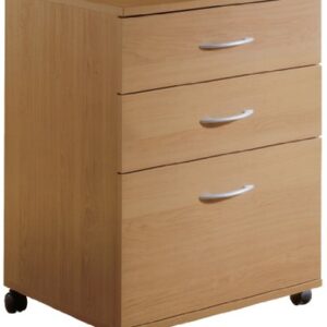 3-Drawer Mobile Filing Cabinet from Nexera, Natural Maple