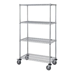quantum storage systems m2448c46 4-tier wire shelving mobile cart with 5" stem casters, 4 wire shelves, chrome finish, 69" height x 48" width x 24" depth