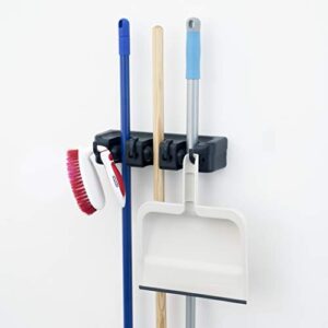superio mop & broom organizer 3-slots (black)