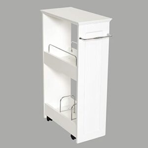 zenna home slim bath shelves, freestanding moveable bathroom storage, white 8 inch