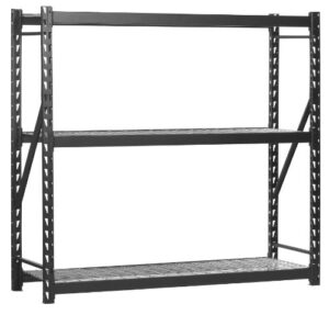 sandusky lee muscle rack erz772472wl3 black heavy duty steel welded storage rack, 3 shelves, 1,000 lb. capacity per shelf, 72" height x 77" width x 24" depth, pack of 1