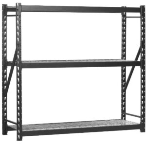 Sandusky Lee Muscle Rack ERZ772472WL3 Black Heavy Duty Steel Welded Storage Rack, 3 Shelves, 1,000 lb. Capacity per Shelf, 72" Height x 77" Width x 24" Depth, Pack of 1