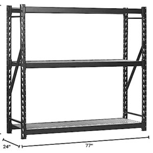 Sandusky Lee Muscle Rack ERZ772472WL3 Black Heavy Duty Steel Welded Storage Rack, 3 Shelves, 1,000 lb. Capacity per Shelf, 72" Height x 77" Width x 24" Depth, Pack of 1