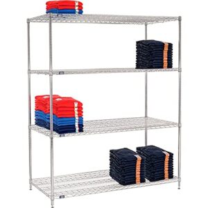 Nexel Adjustable Wire Shelving Unit, 4 Tier, Commercial Dry Storage Rack, 30" x 60" x 74", Chrome