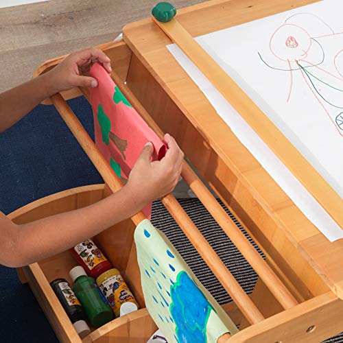 KidKraft Wooden Art Table with Drying Rack & Storage Bins, Children's Furniture - Natural, Gift for Ages 3-8