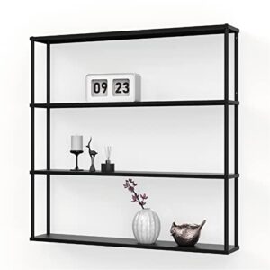 mango steam wall-mounted steel shelving unit for kitchen, storage or display use -36 h x 36 w x 6 d inches- black -