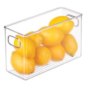 idesign bpa-free plastic pantry and kitchen storage, freezer and fridge organizer bin with easy grip handles – 10” x 4” x 6”, clear