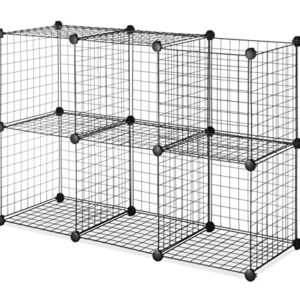 Whitmor Storage Cubes - Stackable Interlocking Wire Shelves - Black (Set of 6)