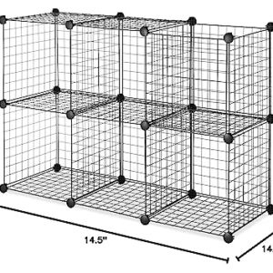Whitmor Storage Cubes - Stackable Interlocking Wire Shelves - Black (Set of 6)