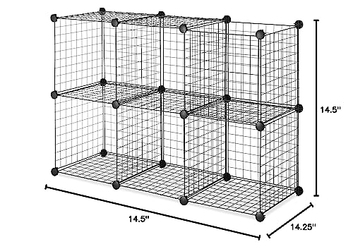 Whitmor Storage Cubes - Stackable Interlocking Wire Shelves - Black (Set of 6)