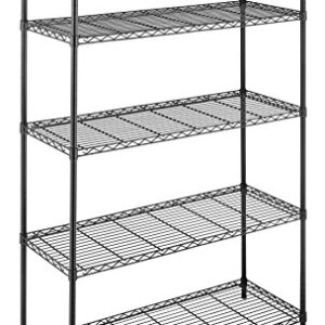 Whitmor Supreme Tier Shelving 5 Adjustable Shelving-500 Pound Weight Capacity Per Shelf-Leveling Feet, 18" x 48" x 74", Black