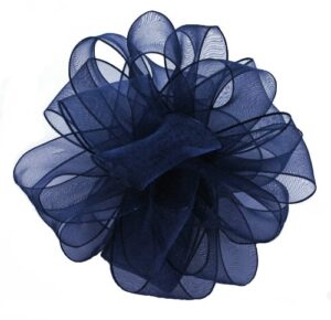 offray wired edge encore sheer craft ribbon, 5/8-inch wide by 25-yard spool, navy