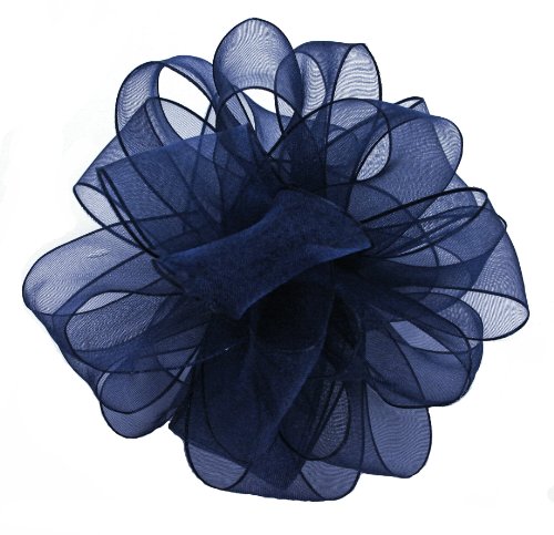 Offray Wired Edge Encore Sheer Craft Ribbon, 5/8-Inch Wide by 25-Yard Spool, Navy