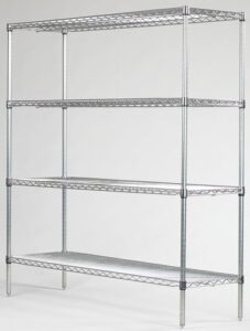 omega precision - 4 shelf starter unit: qty(4) 18" deep x 48" wide wire shelves qty(4) 54" high posts