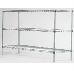 omega precision - 3 shelf chrome wire starter unit: qty(3) 14" deep x 48" wide chrome wire shelves qty(4) 36" high chrome posts