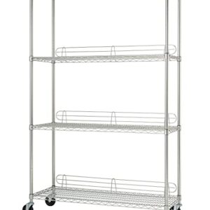 TRINITY EcoStorage Heavy Duty 4-Tier Adjustable Wire Shelving with Wheels and Backstands for Kitchen Organization, Garage Shelf Rack, NSF Certified, W D x 77” H, 48 by 18 by 72", Chrome