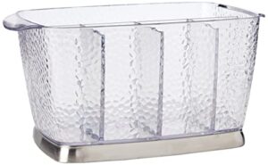 idesign rain plastic silverware caddy organizer flatware holder for kitchen countertop storage, dining table, outdoor patio, picnic tables, clear