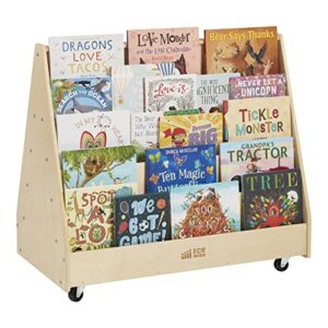 ECR4Kids Double-Sided Mobile Book Display, Classroom Bookshelf, Natural