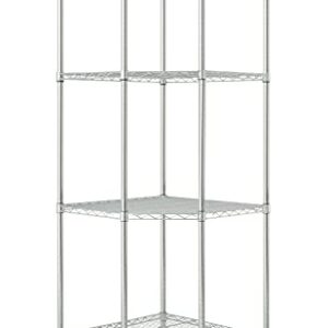TRINITY EcoStorage 4-Tier NSF Corner Wire Shelving Rack with Wheels, 27 by 17 by 13 by 17 by 72-Inch, Chrome