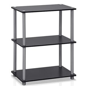 furinno turn-n-tube display rack, 3-tier single, black/grey