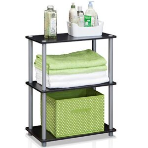 Furinno Turn-N-Tube Display Rack, 3-Tier Single, Black/Grey