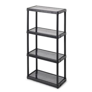 gracious living 4 shelf fixed height solid light duty storage unit 24 x 12 x 48" organizer system for home, garage, basement, and laundry, black