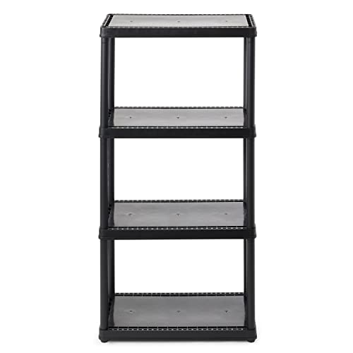 Gracious Living 4 Shelf Fixed Height Solid Light Duty Storage Unit 24 x 12 x 48" Organizer System for Home, Garage, Basement, and Laundry, Black