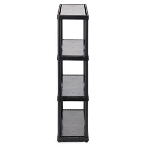 Gracious Living 4 Shelf Fixed Height Solid Light Duty Storage Unit 24 x 12 x 48" Organizer System for Home, Garage, Basement, and Laundry, Black