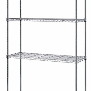 QUANTUM STORAGE SYSTEMS 4-Shelf Adjustable Wire Shelving Unit, 300 lb. Load Capacity per Shelf, 72 H x 30 W x 18 D, Chrome Finish