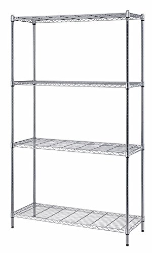 QUANTUM STORAGE SYSTEMS 4-Shelf Adjustable Wire Shelving Unit, 300 lb. Load Capacity per Shelf, 72 H x 30 W x 18 D, Chrome Finish