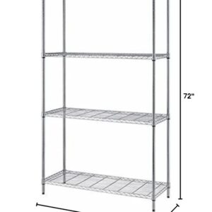 QUANTUM STORAGE SYSTEMS 4-Shelf Adjustable Wire Shelving Unit, 300 lb. Load Capacity per Shelf, 72 H x 30 W x 18 D, Chrome Finish