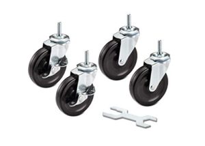 trinity zsv-99-018-4010 caster wheels kit for wire shelving, 4 x 1", black