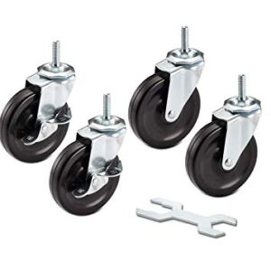 TRINITY ZSV-99-018-4010 Caster Wheels Kit for Wire Shelving, 4 x 1", Black