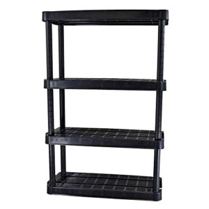 gracious living 14 x 32 x 54.5 inch 4 tier adjustable ventilated medium duty shelving units for home, garage, basement, and laundry, black