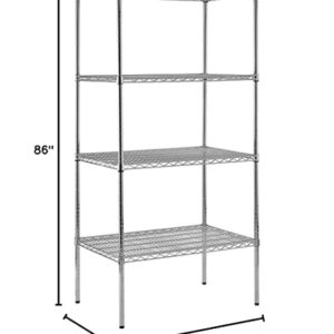 Sandusky Lee WS362486-C Chrome Steel Wire Shelving, 4 Adjustable Shelves, 800 lb. Per Shelf Capacity, 86" Height x 36" Width x 24" Depth