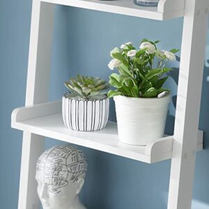 Haotian FRG17-W, White Modern 5 Tiers Ladder Shelf Bookcase, Storage Display Shelving Wall Shelf