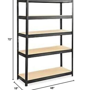 Safco 6246BL Shelving Unit, 48 x 18, Black