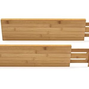 Lipper International 8897 Bamboo Wood Custom Fit Adjustable Deep Kitchen Drawer Dividers, Set of 2