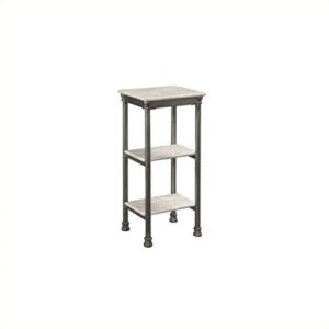 home styles the orleans three tier tower with marble laminate shelves, sturdy powder-coated steel frame