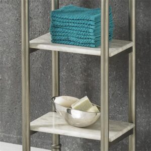 Home Styles The Orleans Three Tier Tower with Marble Laminate Shelves, Sturdy Powder-Coated Steel Frame