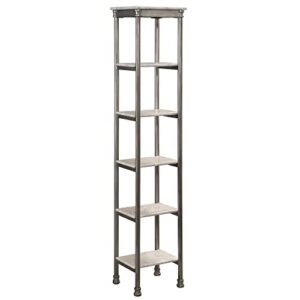 home styles the orleans six tier tower with marble laminate shelves, sturdy powder-coated steel frame