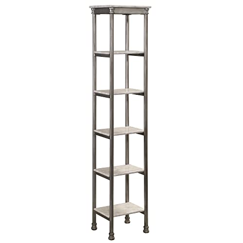 Home Styles The Orleans Six Tier Tower with Marble Laminate Shelves, Sturdy Powder-Coated Steel Frame