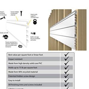 Proslat 88105 Heavy Duty PVC Slatwall Garage Organizer, 8-Feet by 4-Feet Section, 10 Panels, Charcoal (Dark Grey)