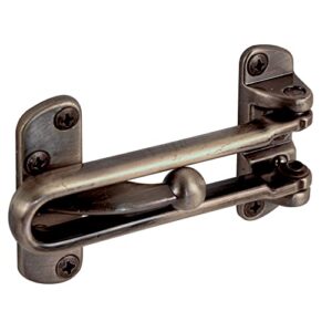defender security u 9899 bar door guard swing lock, 3-7/8 in, antique brass