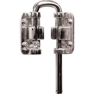 defender security u 9846 patio sliding door loop lock – increase home security, install additional child-safe security, 1-1/8 in. hardened steel bar with diecast base, nickel plated (single pack)