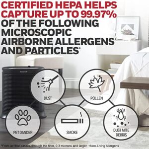 Honeywell HPA200 HEPA Air Purifier for Large Rooms - Microscopic Airborne Allergen+ Reducer, Cleans Up To 1500 Sq Ft in 1 Hour - Wildfire/Smoke, Pollen, Pet Dander, and Dust Air Purifier – Black