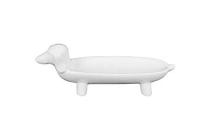 creative co-op elongated white ceramic dog dish