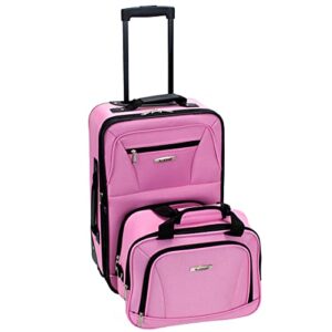 rockland fashion softside upright luggage set, expandable, pink, 2-piece (14/19)