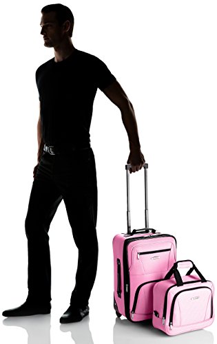 Rockland Fashion Softside Upright Luggage Set, Expandable, Pink, 2-Piece (14/19)