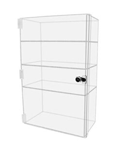 marketing holders acrylic locking vertical cabinet with keys 12" x 7.88" x 19" clear tall countertop locker one piece no assembly cupboard with swinging door for retail merchandise